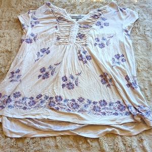 2X Daniel Rainn tank top floral paisley blue and white print